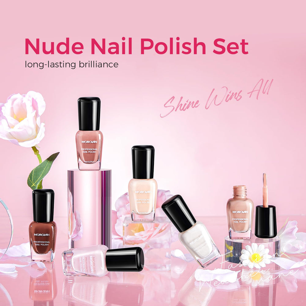 Morovan six bottles flatlay displaying shade variety for easy selection