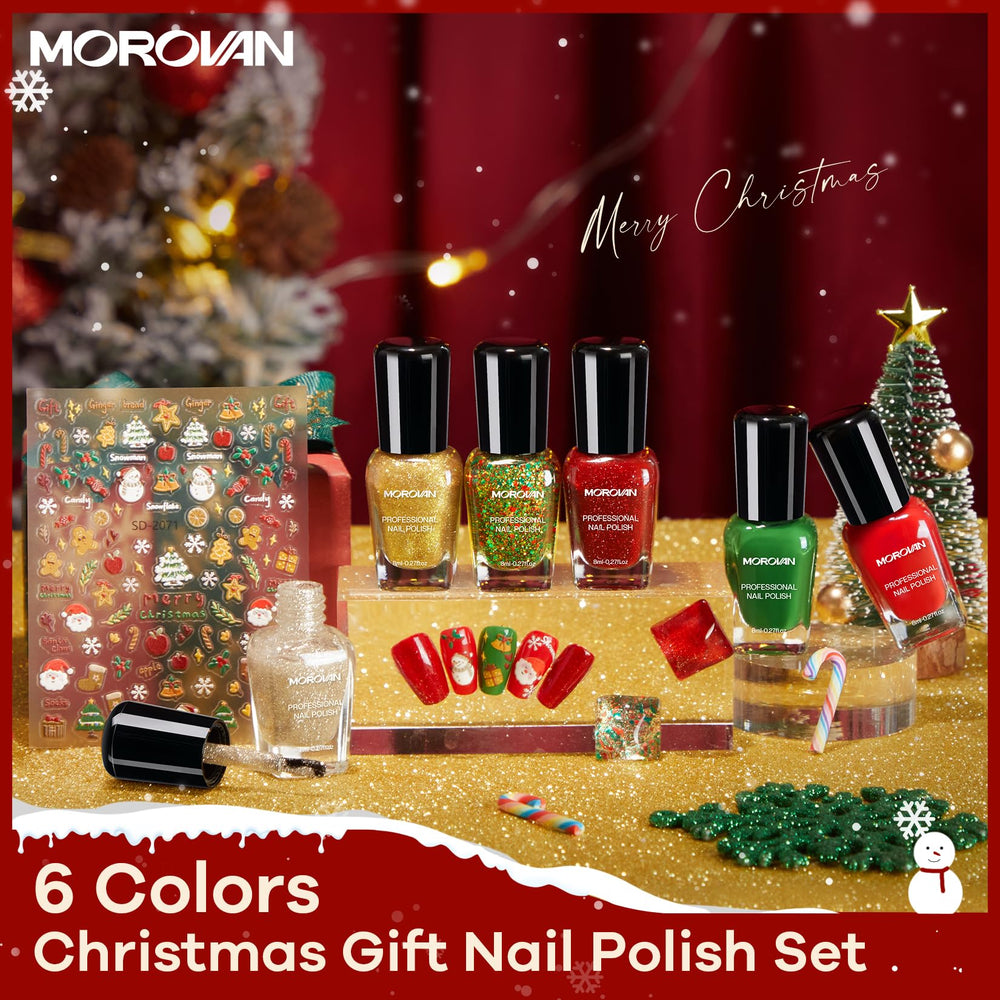 Morovan stickers sheet with snowflakes and trees, easy festive nail art application