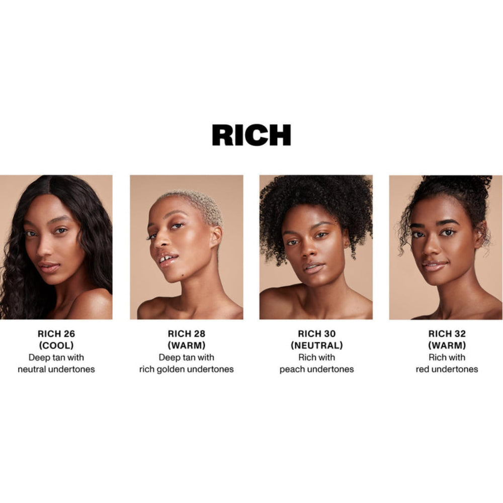MORPHE swatched on arm to display Rich 28 warm shade matching and coverage