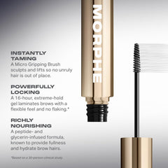 MORPHE clear gel texture on spatula showing smooth, non-flaking formula