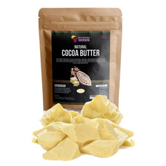 Motherland Goods cocoa butter front view showing solid chunks and natural texture for hydration