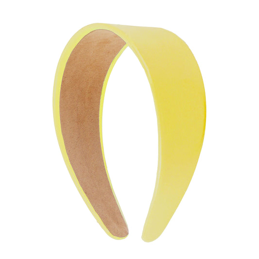 Motique Accessories yellow headband front view shows sleek vegan leather and refined style
