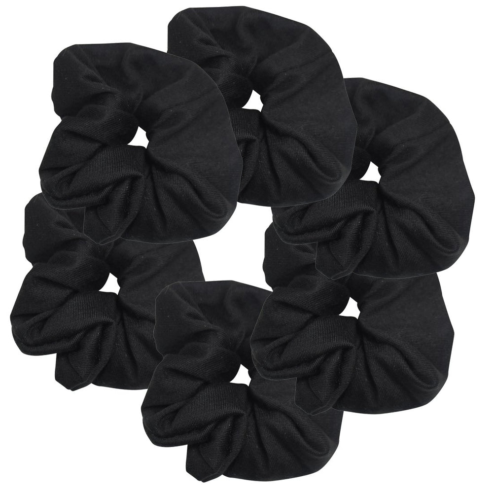 Motique Accessories front package view showing six black scrunchies and organized storage benefit
