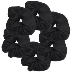 Motique Accessories front package view showing six black scrunchies and organized storage benefit