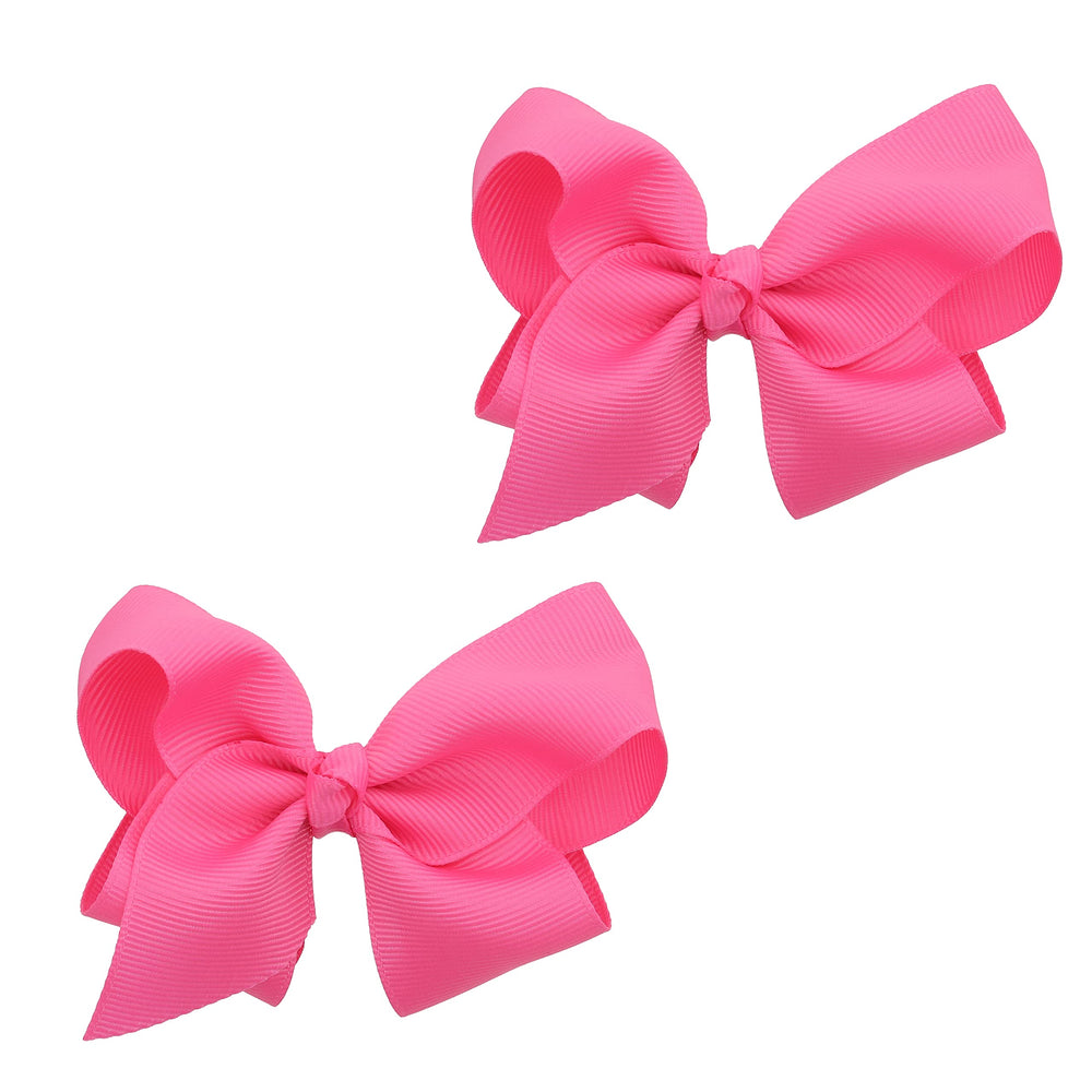 Motique Accessories front view of pink 3-inch grosgrain bow showing vibrant color and polished look