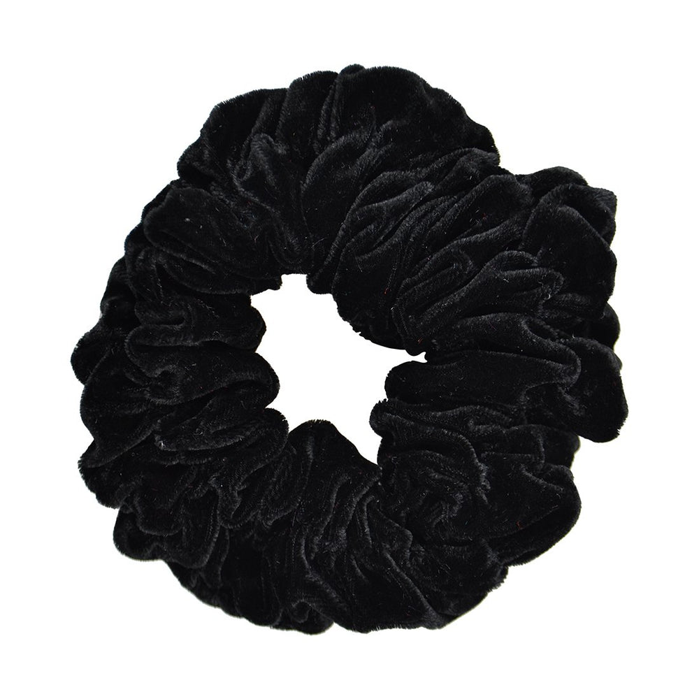 Motique Accessories black jumbo scrunchie front view showing full plush look and secure hold