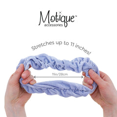 Motique Accessories scrunchie packaged as a gift in a lifestyle setting for stylish present