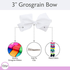 Motique Accessories bow worn in girl's hair demonstrating polished outfit boost