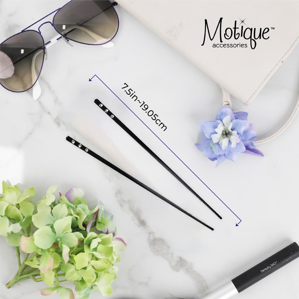 Motique Accessories hair sticks worn in a bun, secure and elegant look