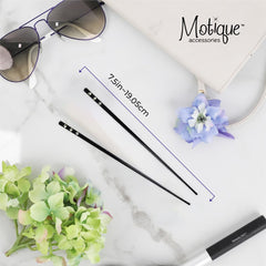 Motique Accessories hair sticks worn in a bun, secure and elegant look