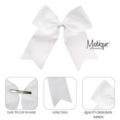 Motique Accessories close-up of grosgrain tails showing texture and length