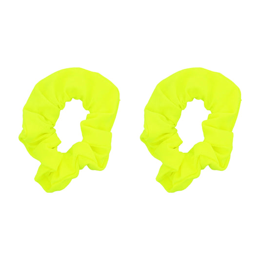 Motique Accessories neon yellow scrunchie front view shows bright color and neat finish for visibility