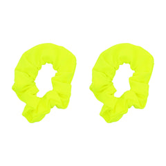 Motique Accessories neon yellow scrunchie front view shows bright color and neat finish for visibility