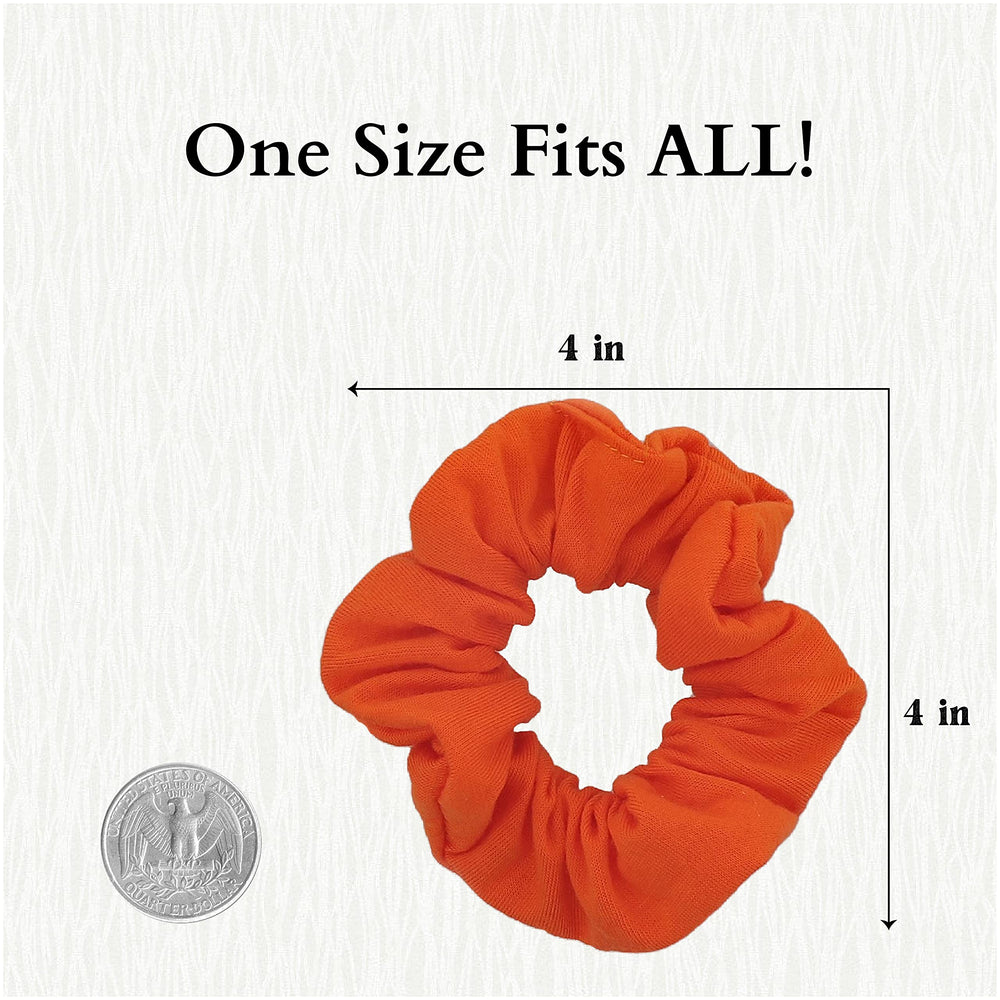 Motique Accessories scrunchie beside a ruler for size comparison, illustrating the approximately 5 inch diameter