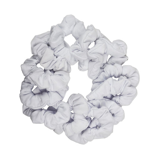 Motique Accessories white scrunchies full pack showing neat stacked arrangement and easy storage
