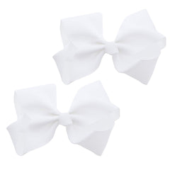 Motique Accessories white grosgrain bow front view showing neat styling benefit