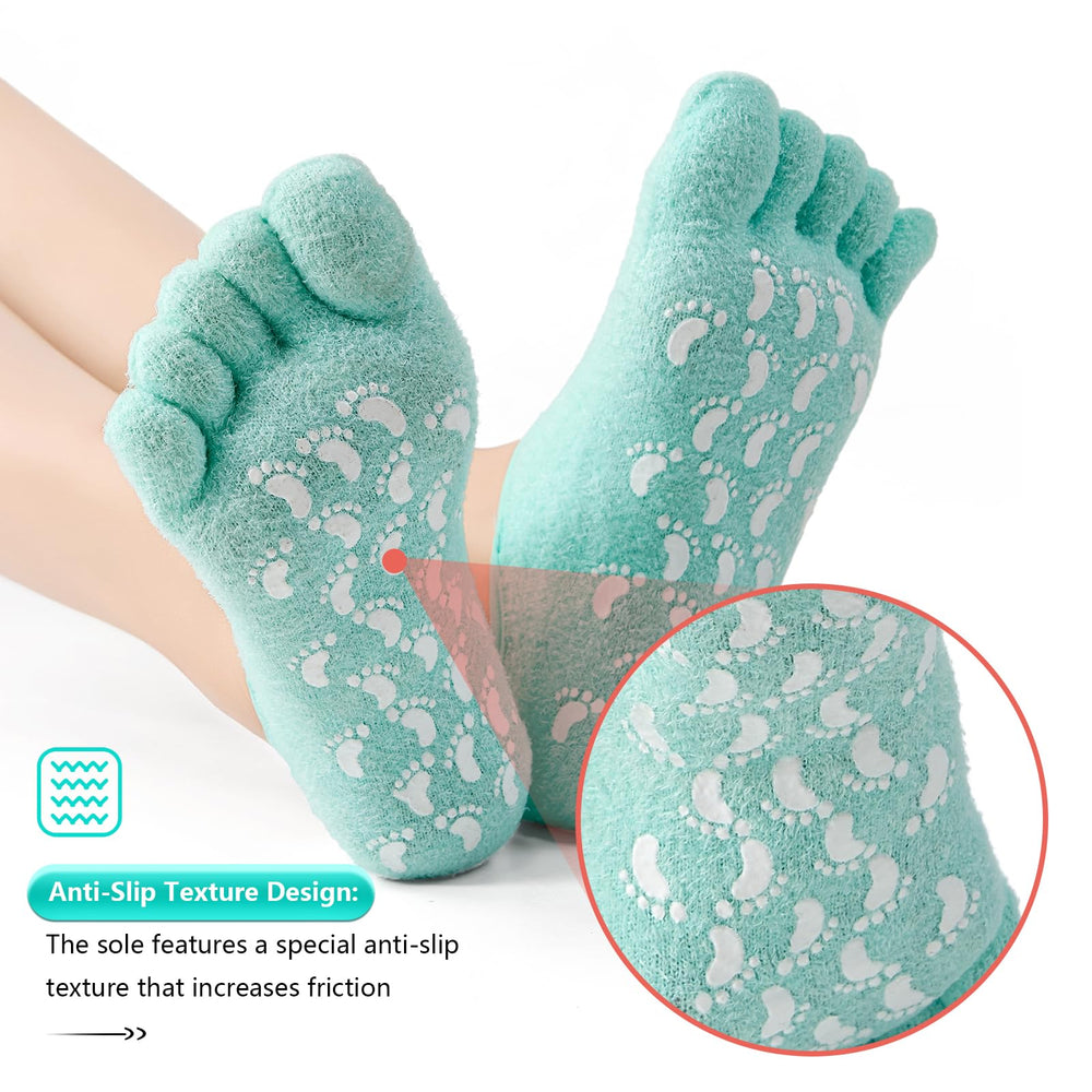 MoyRetty socks worn overnight in bedroom for restful foot treatment