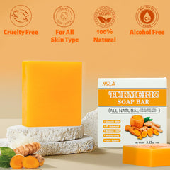 MR.A soap label listing turmeric, lemon, honey, vitamin C and E