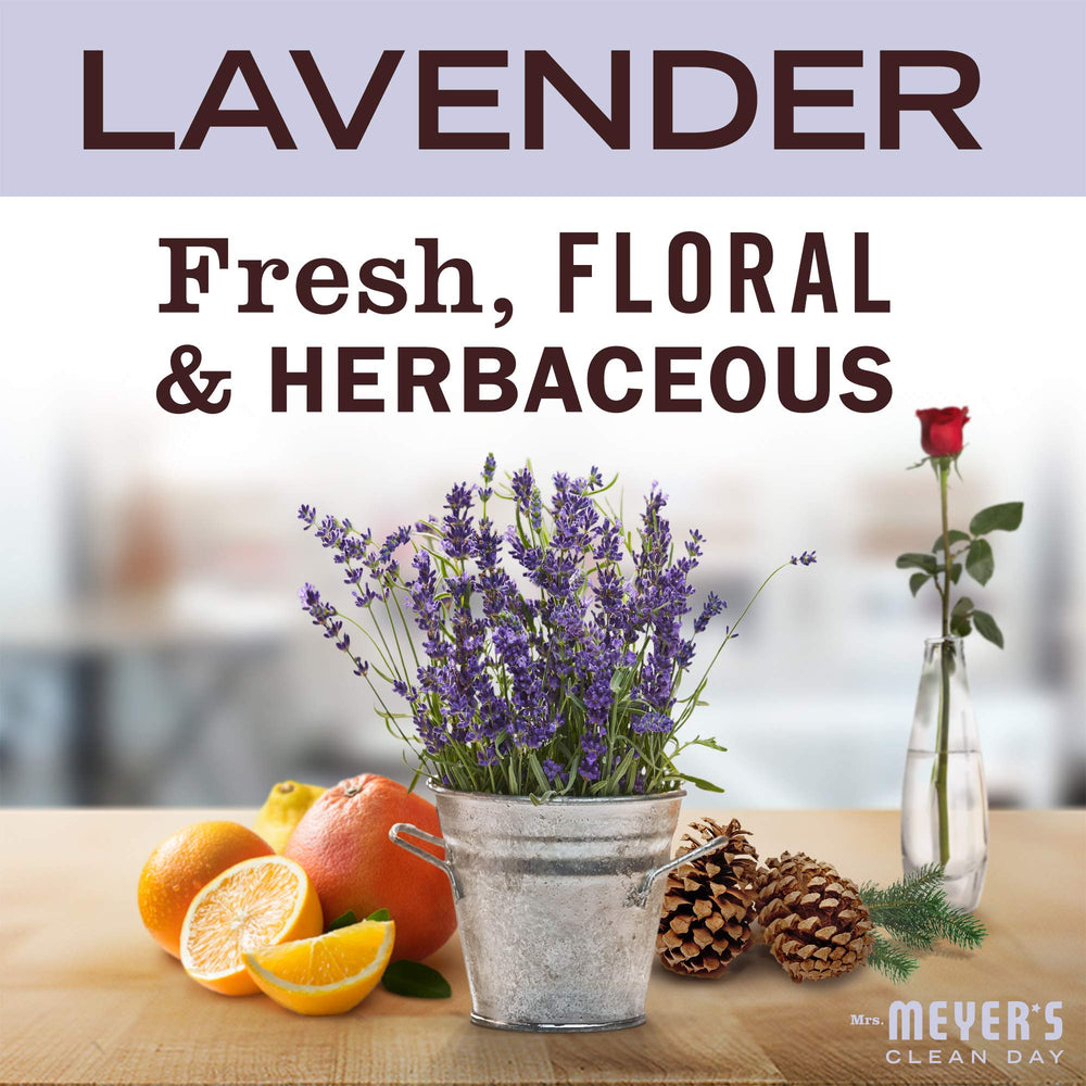 Mrs. MEYER'S foaming pump dispensing lather showing quick coverage benefit