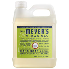 Mrs. MEYER'S front label showing Lemon Verbena refill and clear volume