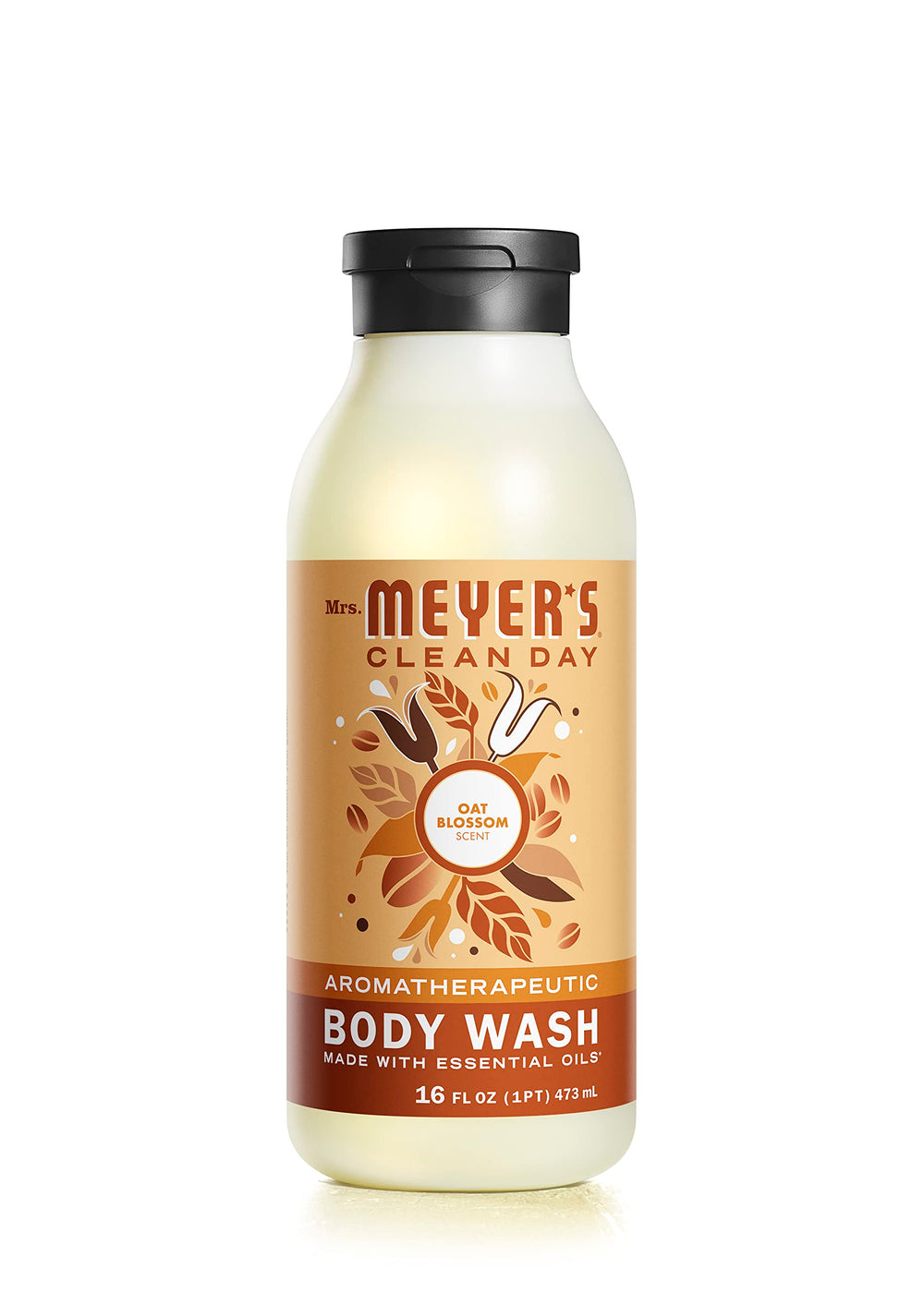 Mrs. Meyer's oat blossom front label showing product name and size, clear benefit