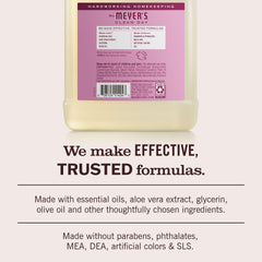 Mrs. Meyer's peony soap lather on hands demonstrating gentle moisturizing benefit