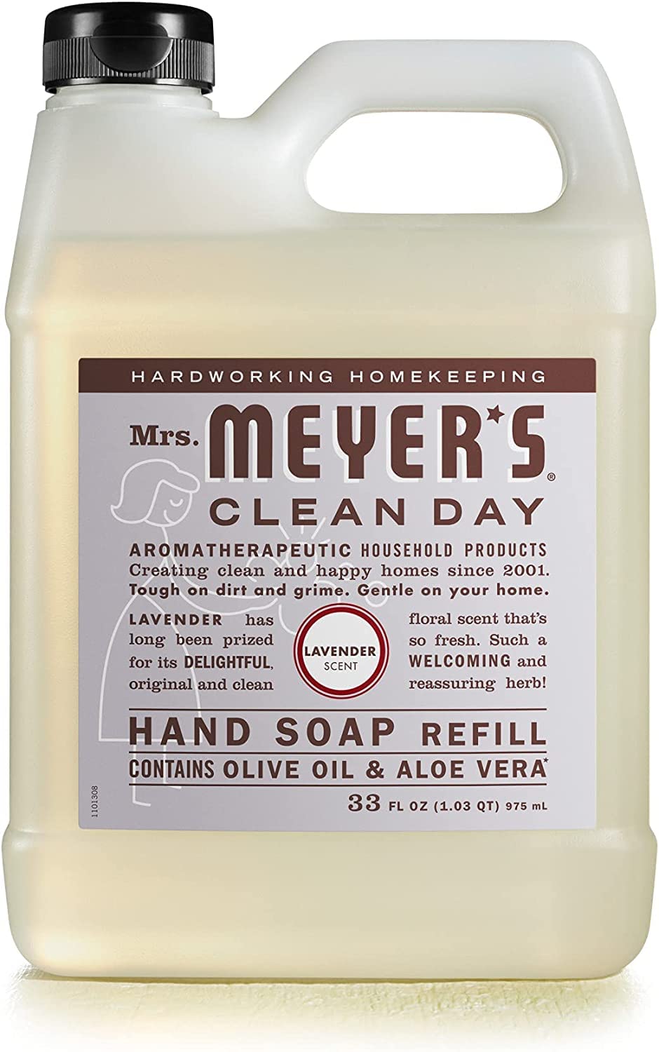 Mrs. MEYER'S 33 oz refill next to common bottle showing large-capacity value