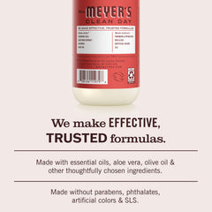 Mrs. MEYER'S foamy lather texture on hand — gentle and moisturizing cleanse