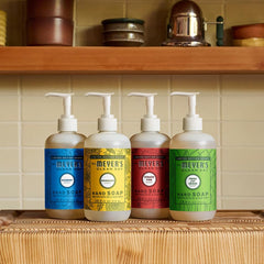 Mrs. MEYER'S bottle on garden table setting — garden-inspired scent experience