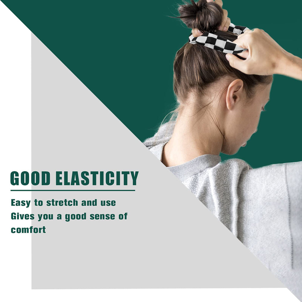 MTLEE scrunchie worn in a ponytail demonstrating secure hold and comfortable benefit