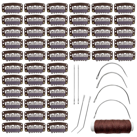 MUIIGOOD front view of brown 50-piece clip kit showing quantity benefit