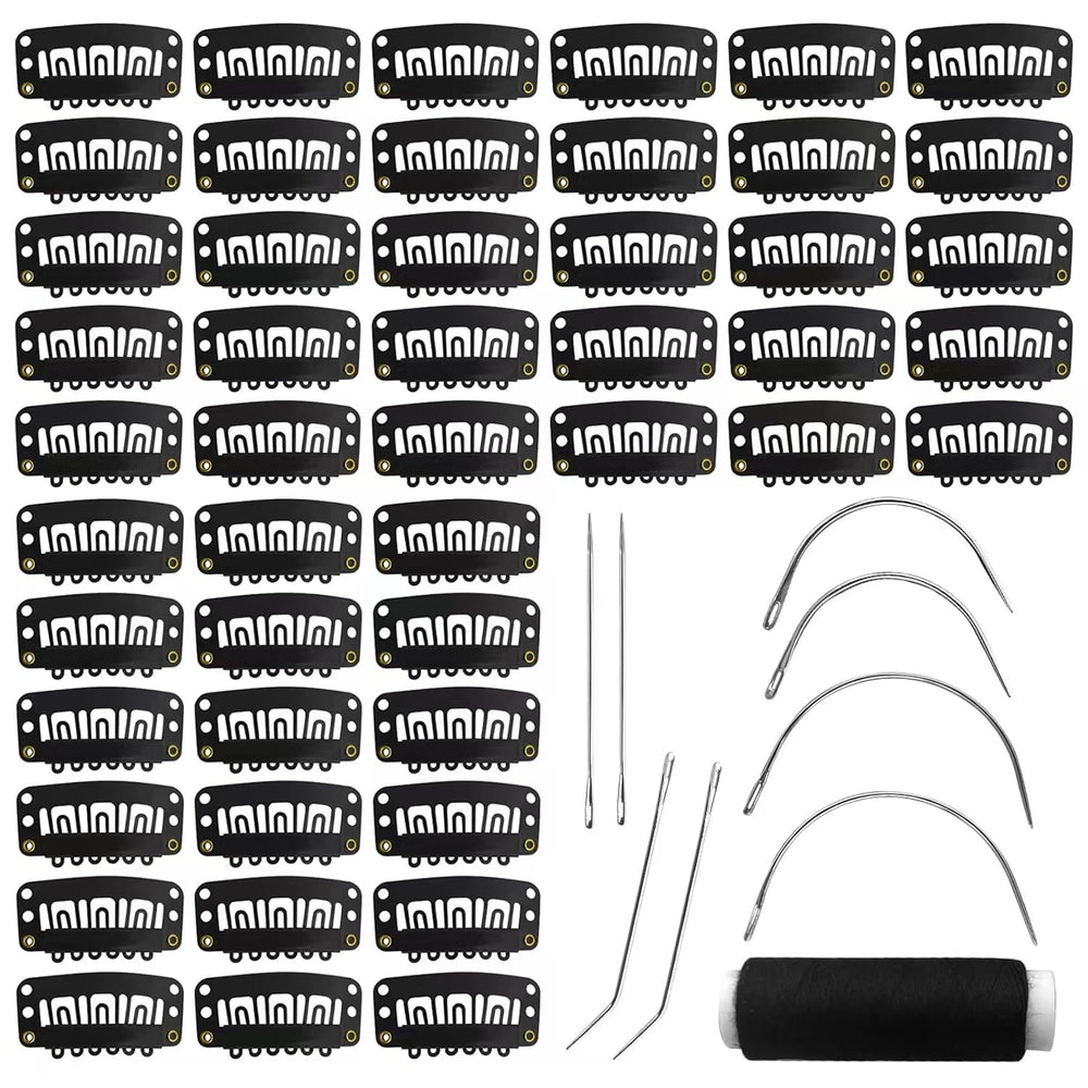 MUIIGOOD front view of 50 black snap clips kit showing contents and convenience
