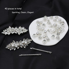 Mulzile hairpins styled in bridal updo adding sparkle and elegant finish to ceremony look