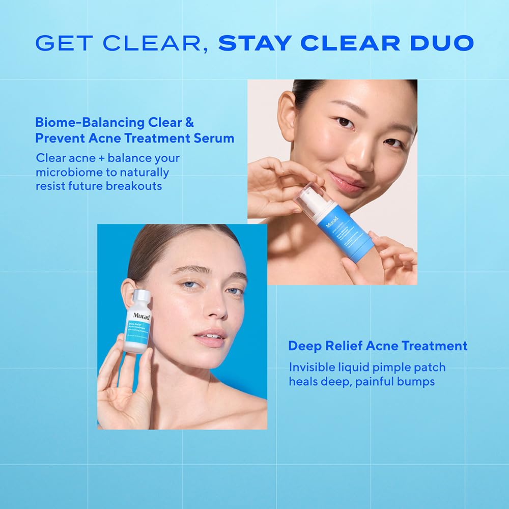 Murad bottle flatlay with key actives visualized for ingredient-focused shoppers