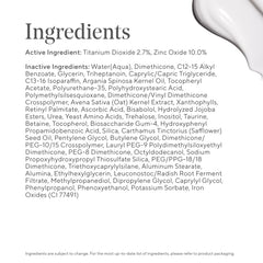 Murad ingredients label close-up highlighting mineral filters and cleaner formula benefit