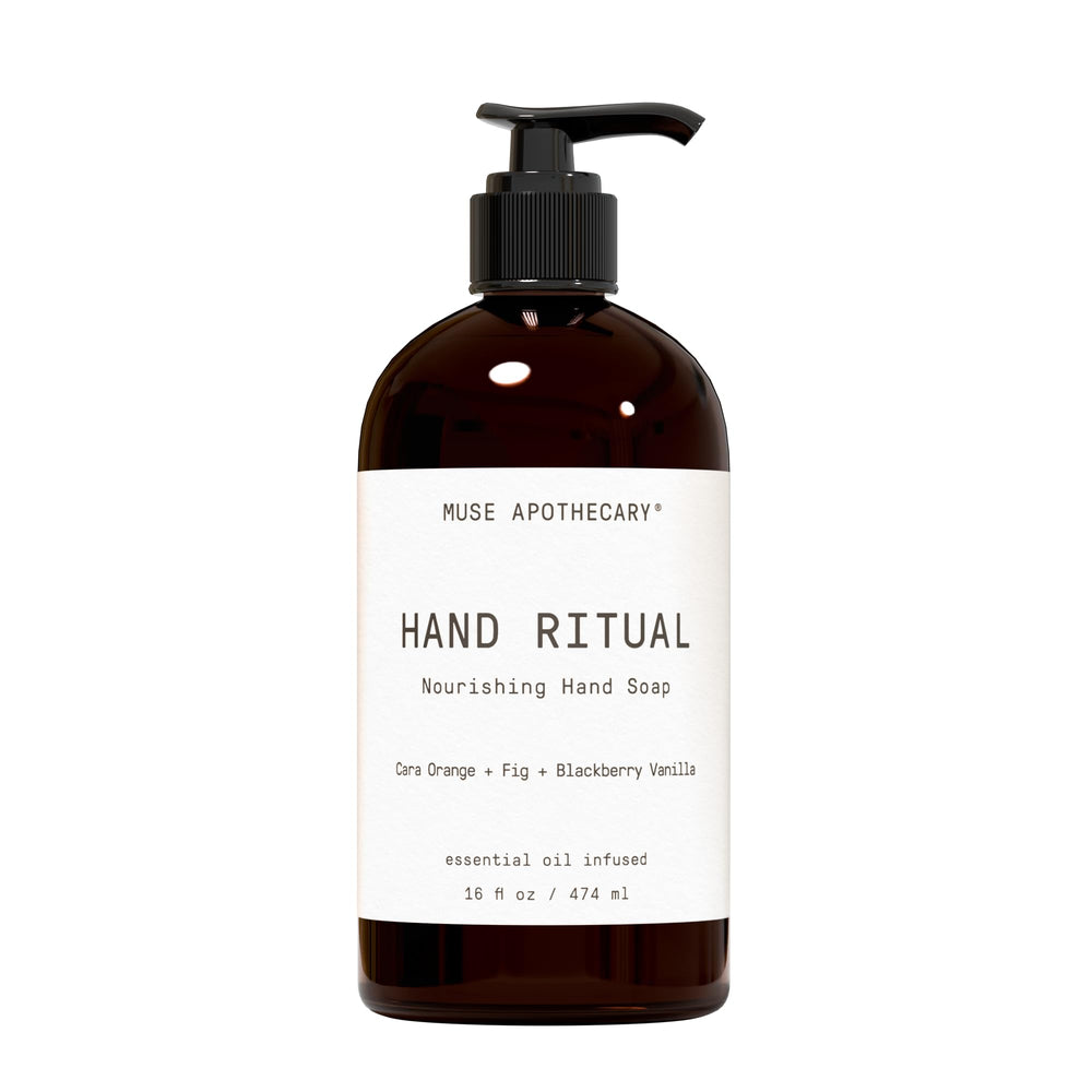 Muse Apothecary front bottle showing Cara Orange Fig scent and elegant packaging benefit