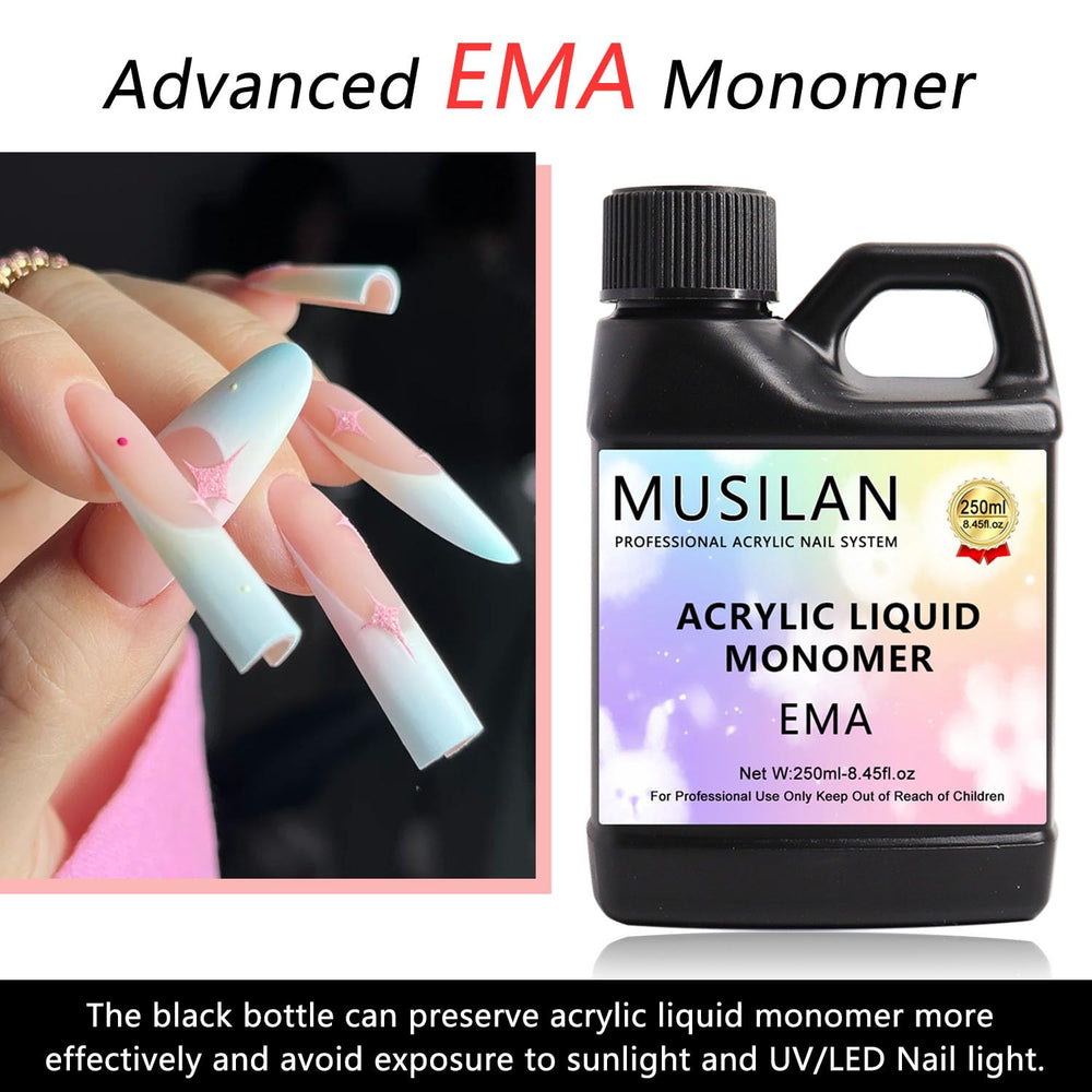 MUSILAN close-up of monomer liquid texture demonstrating smooth bead formation