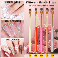 MUSILAN five brushes displayed sizes 12-20 for versatile acrylic application benefits