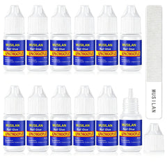MUSILAN front packaging showing 12-bottle glue set and file, visual value