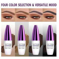 MVC eyebrow brush applying dark brown gel for precise, even coverage and fast results