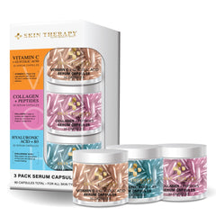 My Beauty Spot front packaging showing three bottles and capsules, convenient travel size