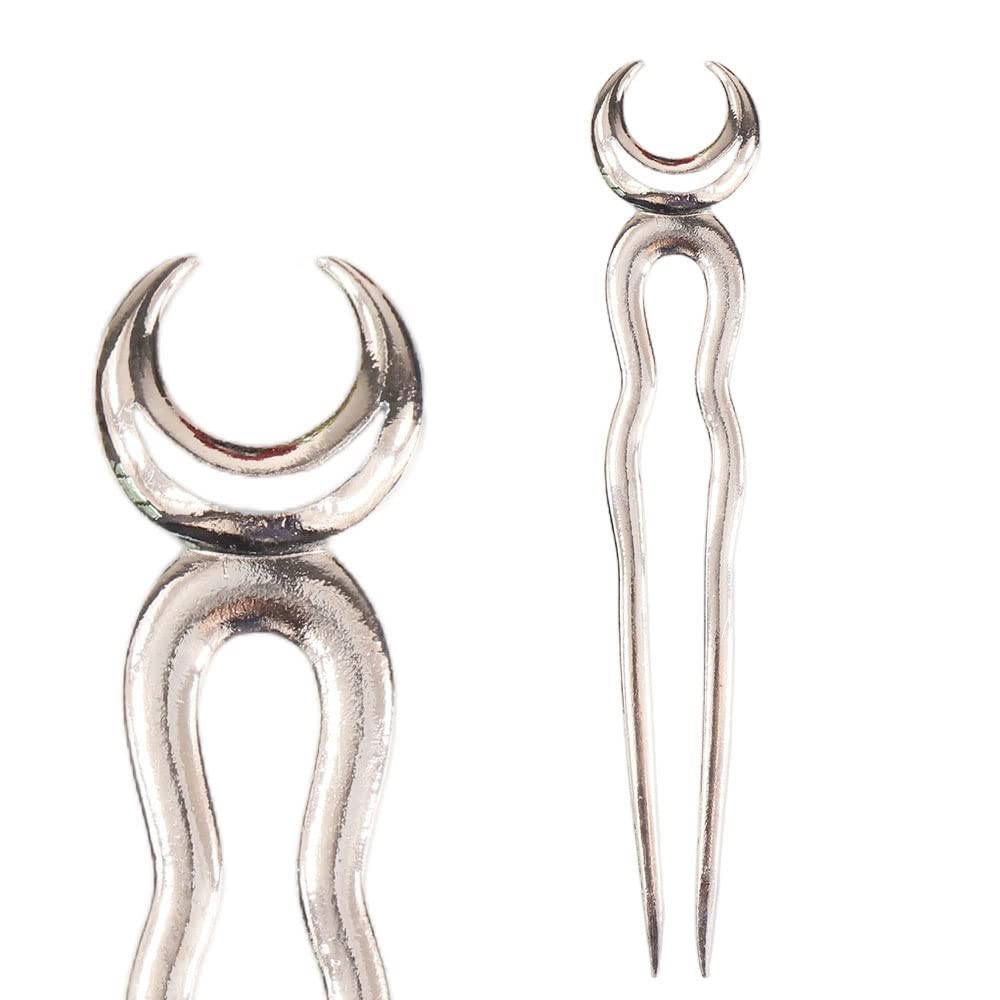 MYAROMA FINDINGS crescent moon pin front view showing antique silver finish and secure hold