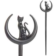 MYAROMA FINDINGS front view showing cat moon hair sticks adding gothic style
