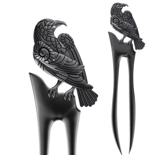 MYAROMA FINDINGS front view of raven hair forks shows bold design and secure hold