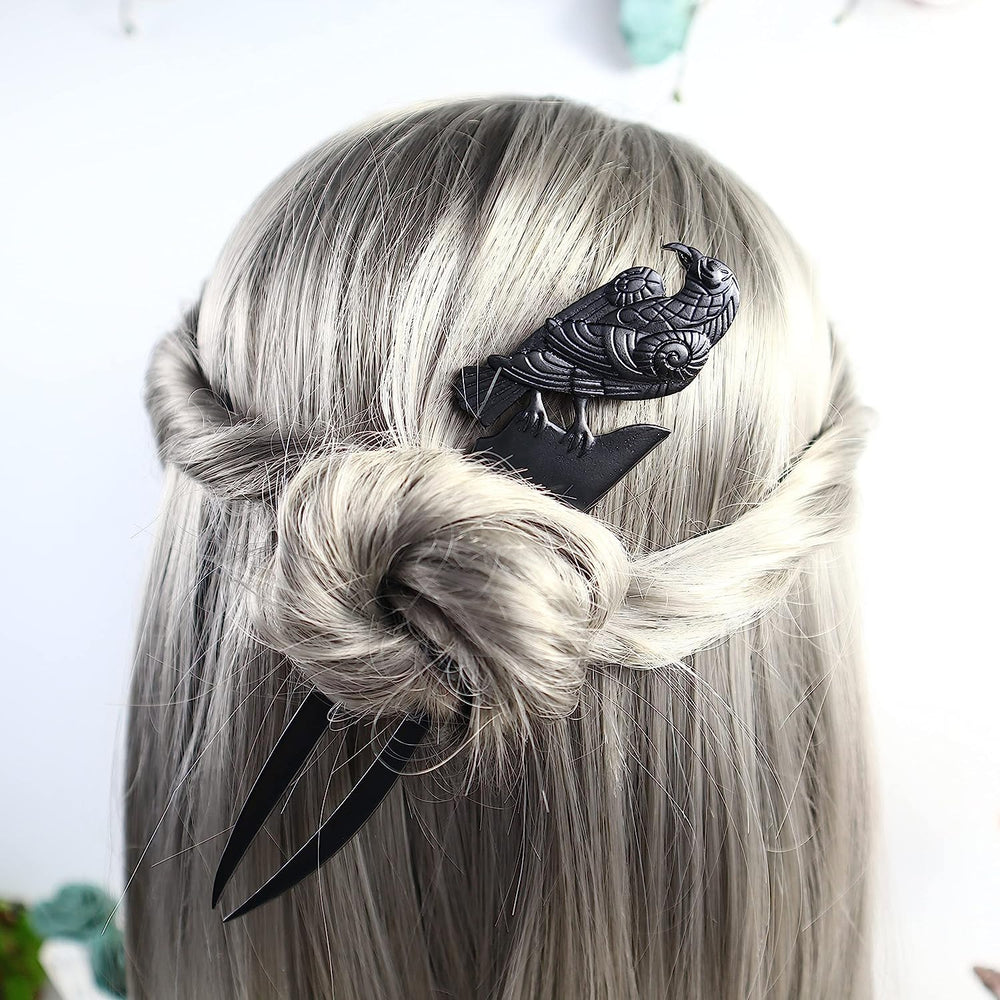 MYAROMA FINDINGS inserted in a bun illustrates reliable hold for updo styles