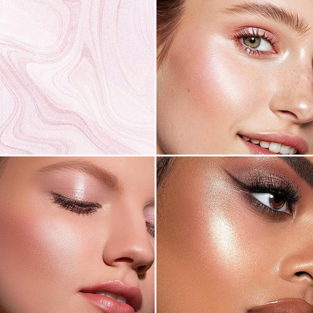 MYMERRY texture swatch on arm showing sheer pink-silver sheen for subtle radiance