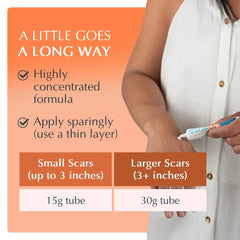 Applying MyNewGel on hand scar demonstrating protective coverage benefit