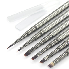 MYR front layout of metal nail brush set showing tools and files for versatile designs