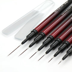 MYR metal nail brushes front view showing sleek handles and caps for durable storage