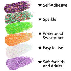 Mysense glitter applied on cheek demonstrating luminous festival-ready glow